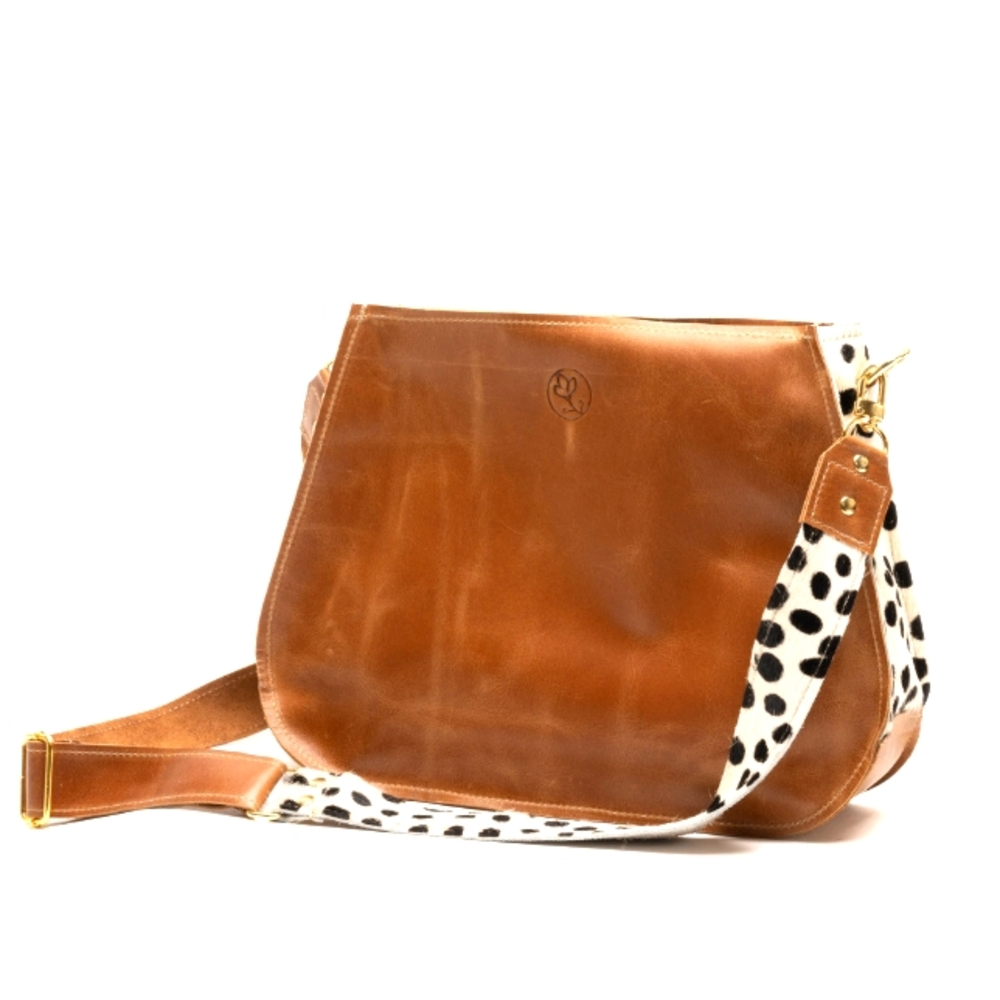 Alison Crossbody In Cognac Leather/ Cheetah